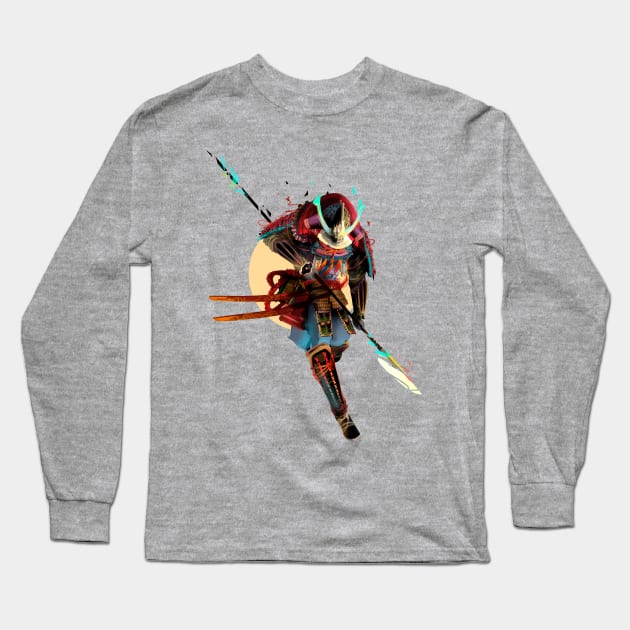 Samurai Moon Long Sleeve T-Shirt by Therebecookies